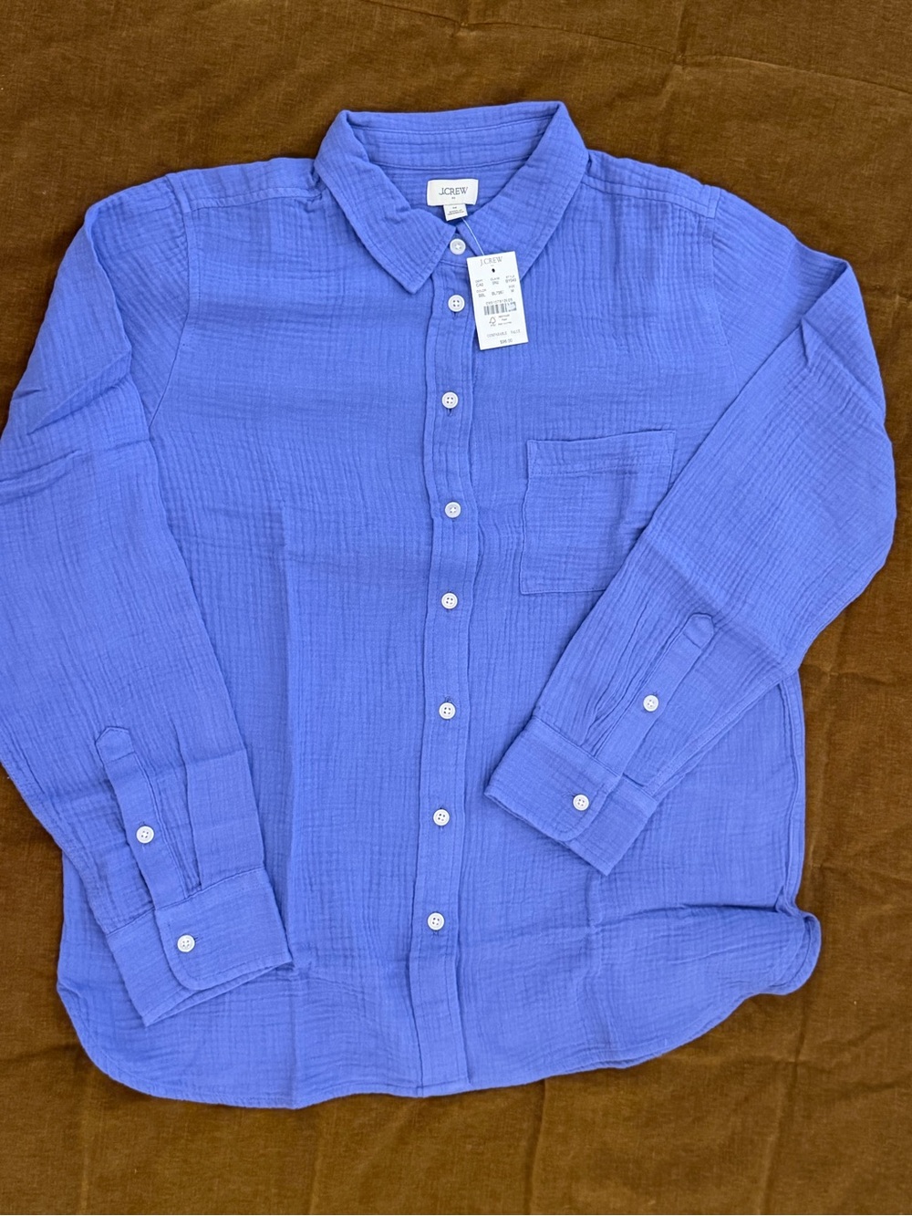 J. Crew Women’s Periwinkle Blue Cotton Gauze Button-Down Shirt